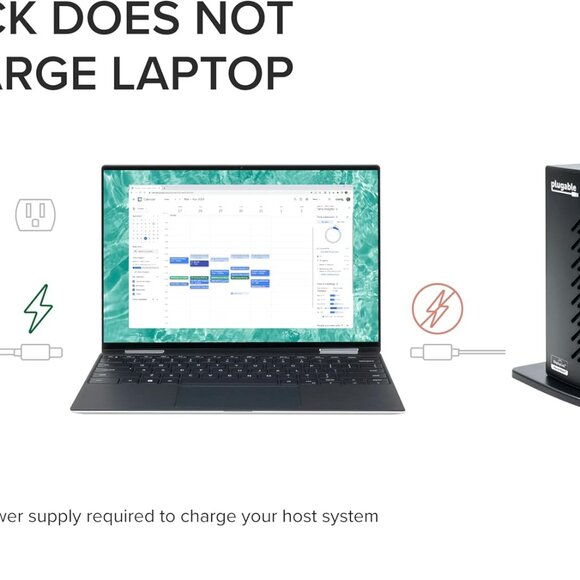Plugable USB 3.0 and USB-C Universal Laptop Docking Station with 2 HDMI Ports - Picture 5 of 9